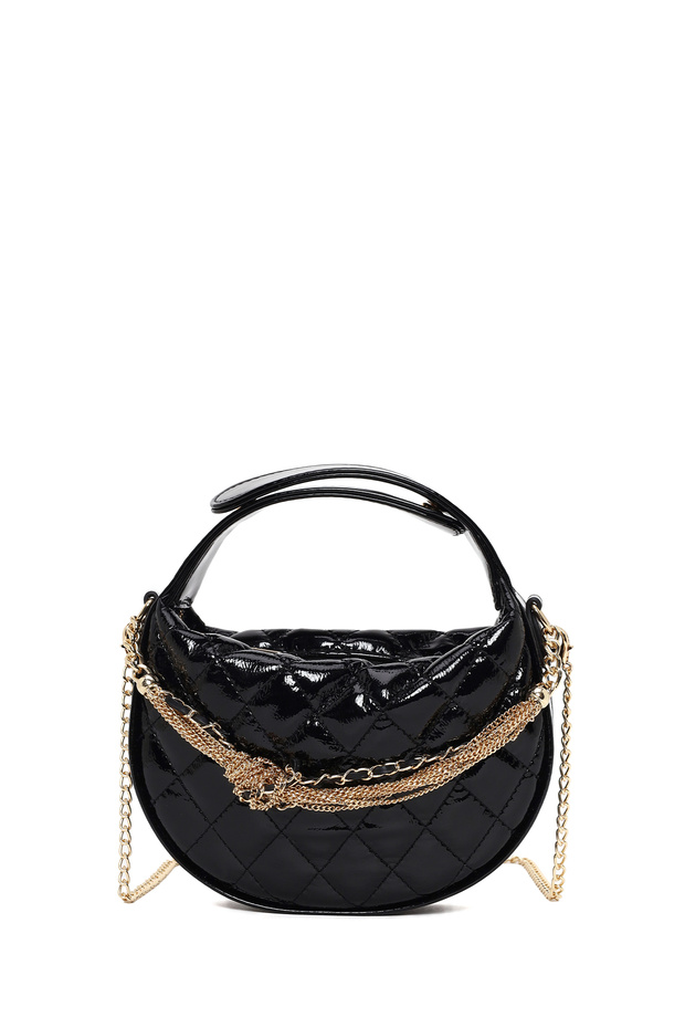 Women's Black Long Strap Quilted Mini Evening Dress Bag 26Pbd2466Kp