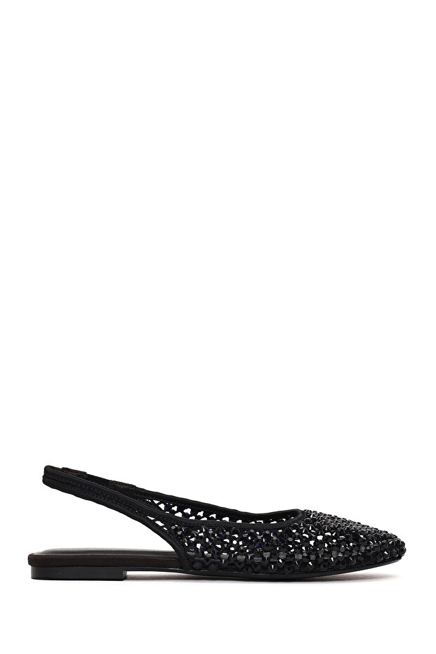 Women's Black Open-Back Stoned Ballerinas 26Pfd4415Ts