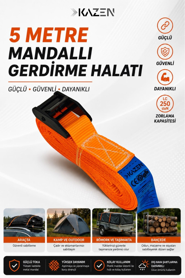 5 metre Mandallı Gerdirme Halatı