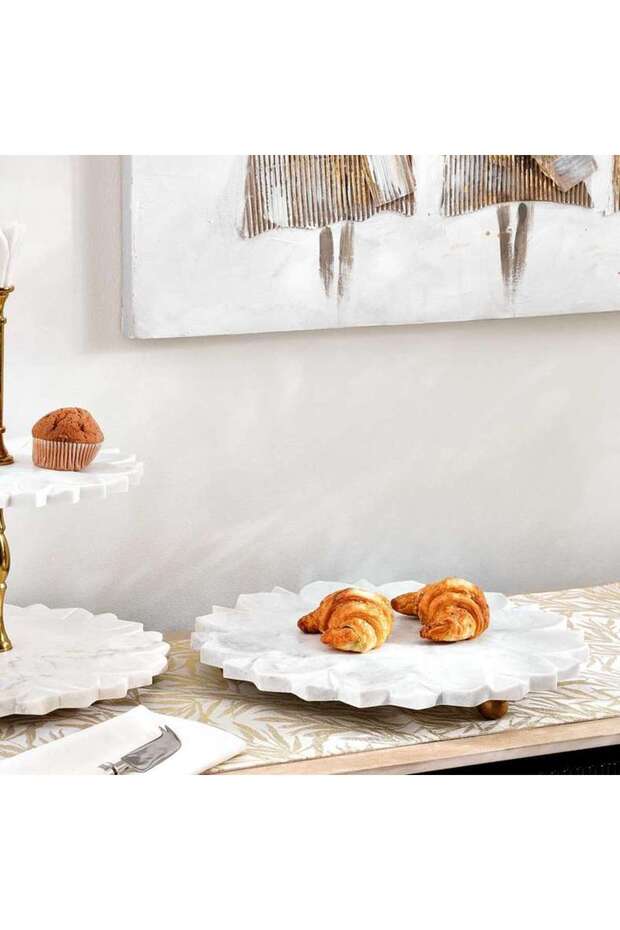 Praline Marble Serving Platter Dia35.5cm- White