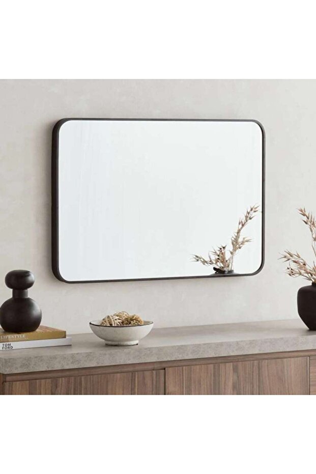 Stanley Metal Wall Mirror 60x90cm - Black
