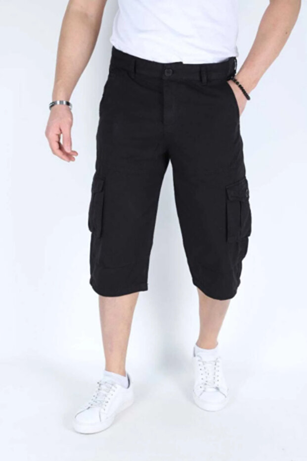 MEN'S BERMUDA SHORTS LONG CAPRY CARGO POCKET CARGO POCKET BERMUDA LONG CAPRY KNEE BOTTOM