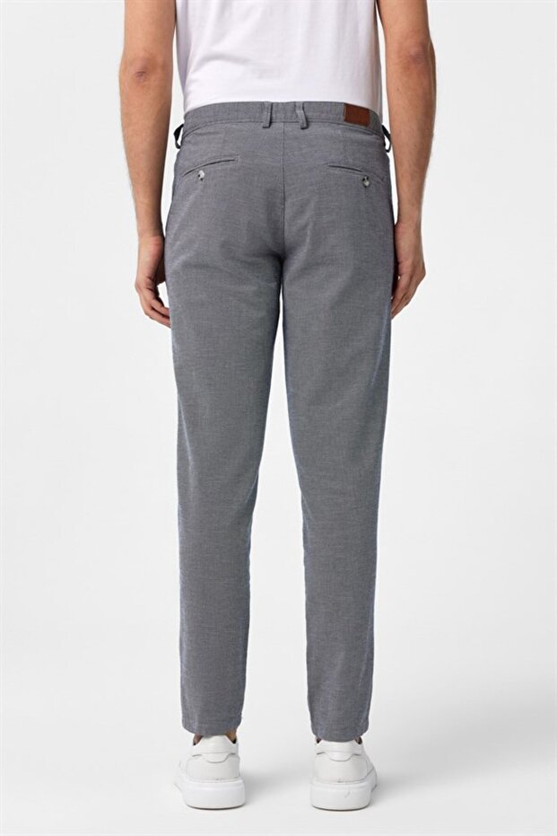 Lacivert Slim Armürlü Pantolon - 6
