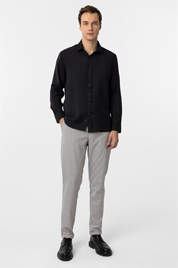Angular Cuff Slim Plain Shirt - 6