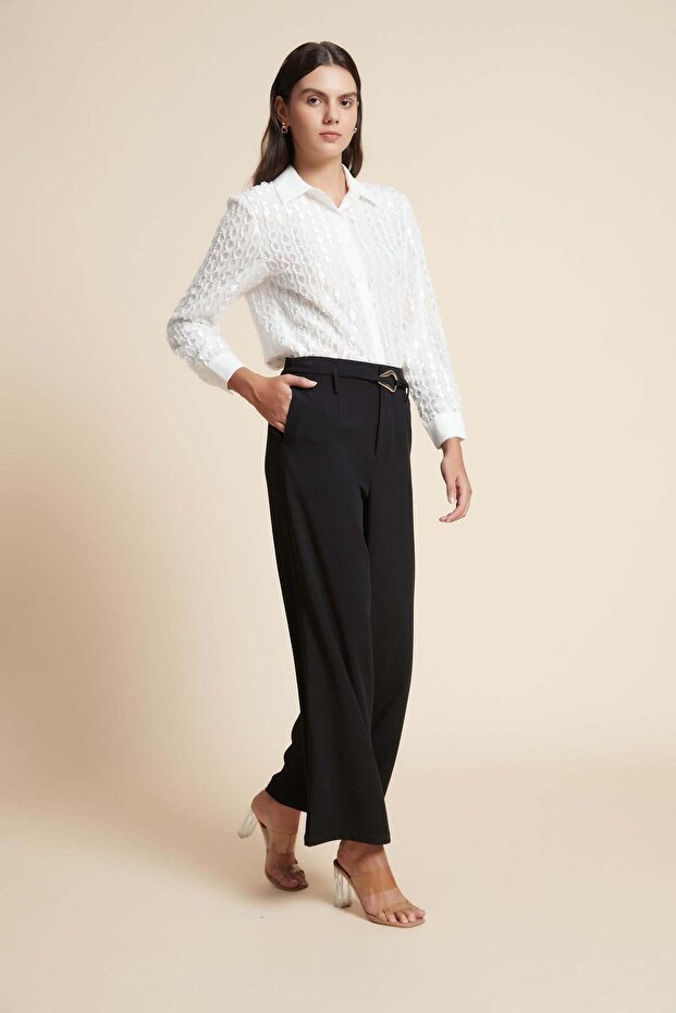 Solid Wide-Leg Pants - 1