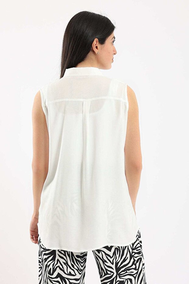 Solid Button-Front Shirt - 4