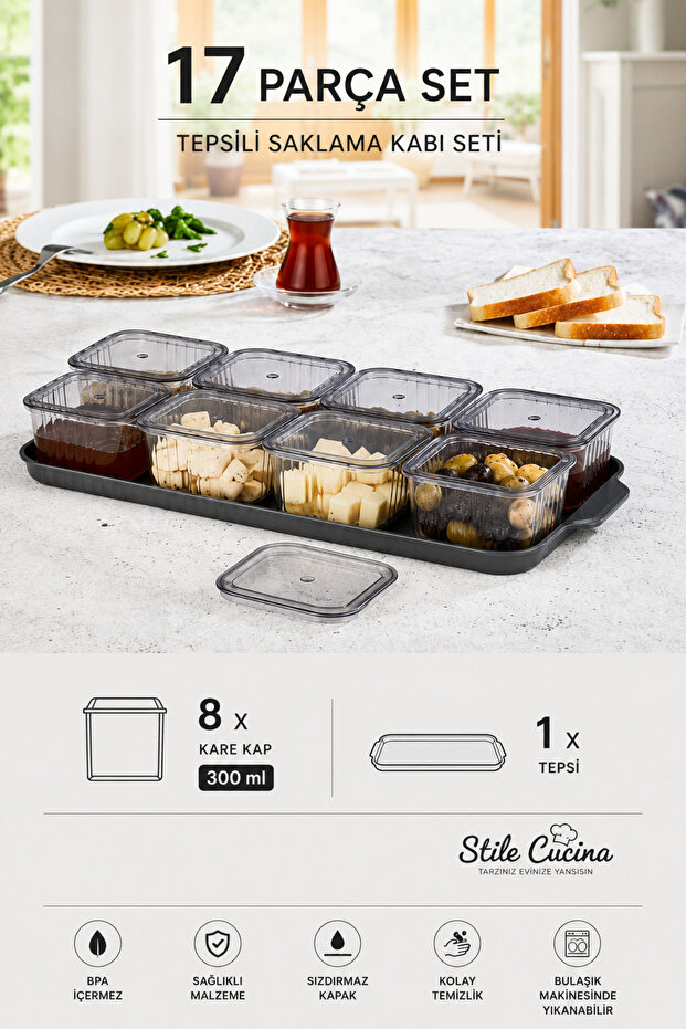 8 Compartment Covered Breakfast Set
