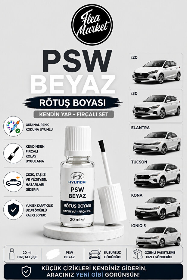 Hyundai - Scratch Stone Mark Remover Psw White Compatible DIY Retouch Paint with Brush 20ml