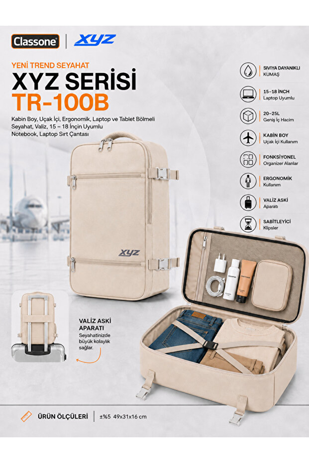 Xyz Series Tr-100B Cabin Size, In-Flight, Ergonomic, with Laptop and Tablet Compartment, Travel, Vali