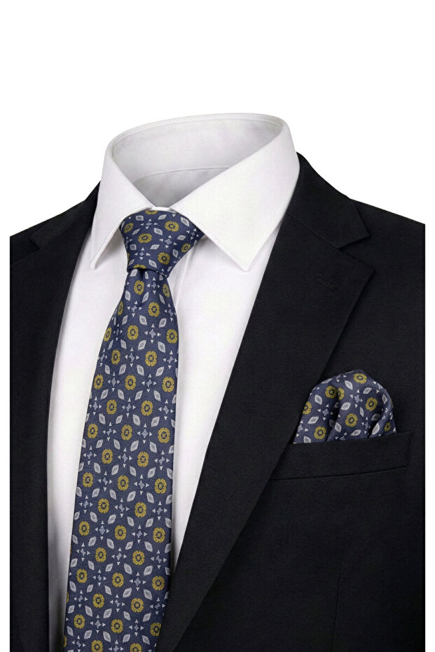 Smoked Patterned Silk Tie Set - 1
