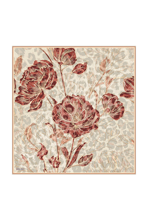 Wheat Revna Pattern Twill Silk Scarf