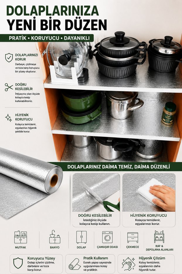 3 Rolls of Metallized Material 45 cm ❤️ 1.70 Mt X 3 ❤️ Shelf Cover ❤️ Drawer Cover ❤️ Liquid-Proof Cabinet Cover