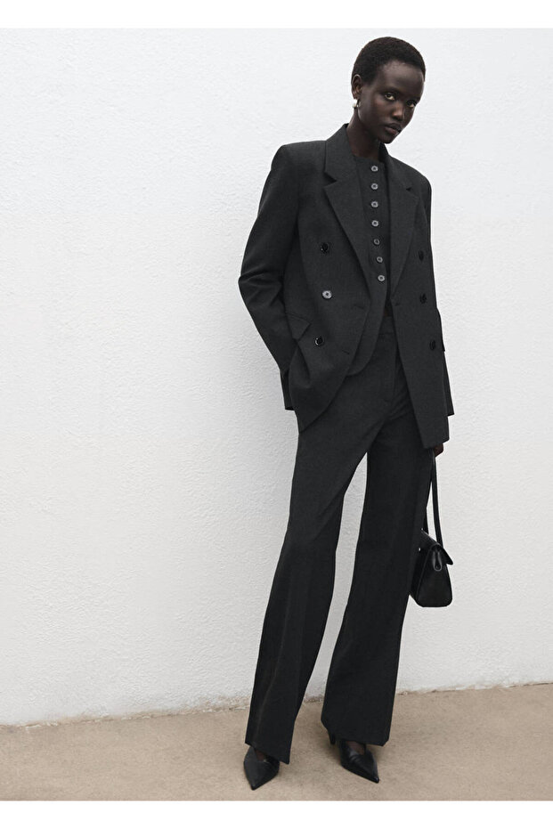 Double Button Fabric Blazer Jacket - 2