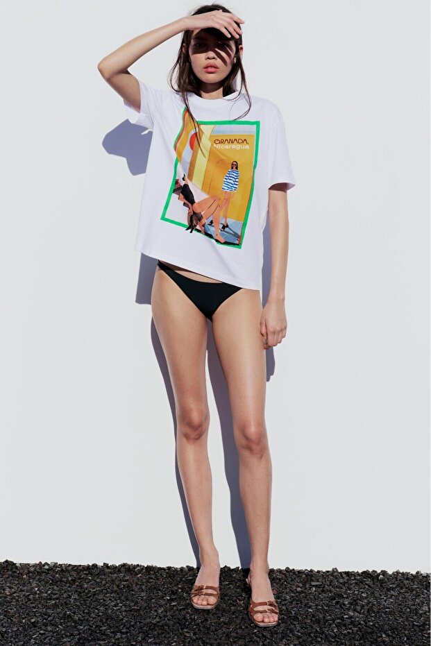 Women's Granada Printed White Oversize T-shirt