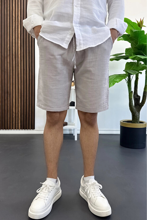 Men's Cotton Muslin Fabric Shorts Gray Edw501