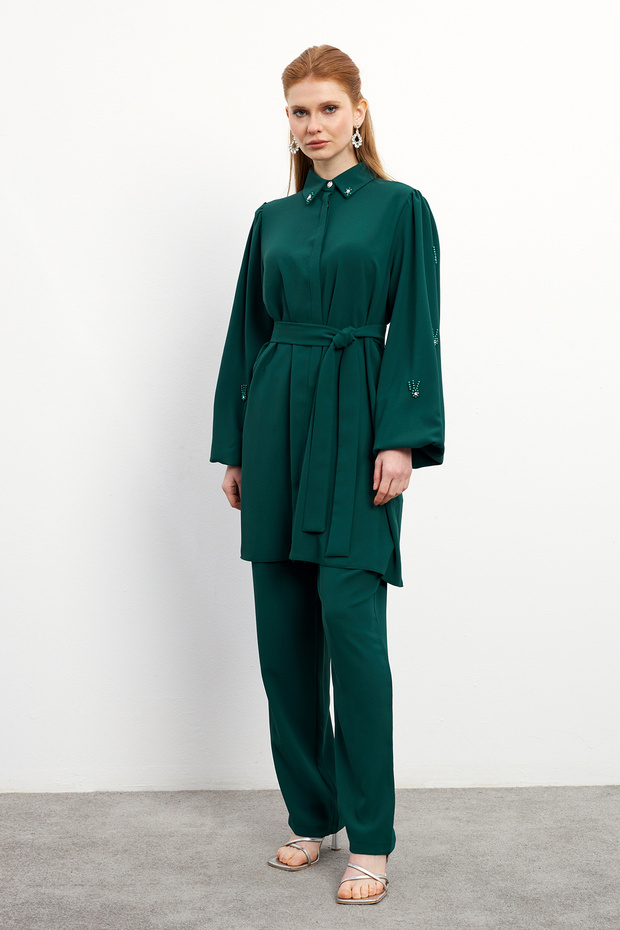 Leora Tunic Trouser Set - Emerald - 2