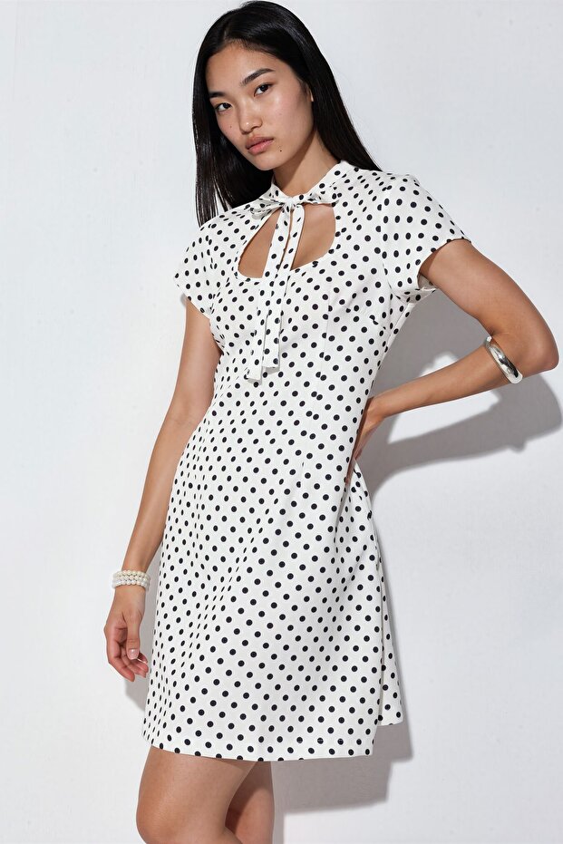 Bdart Polka Dot Bow A-Line Mini Dress