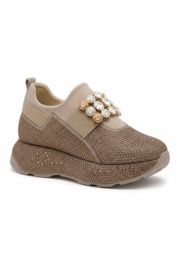 Women's gold stone detailed comfortable chic sneakers