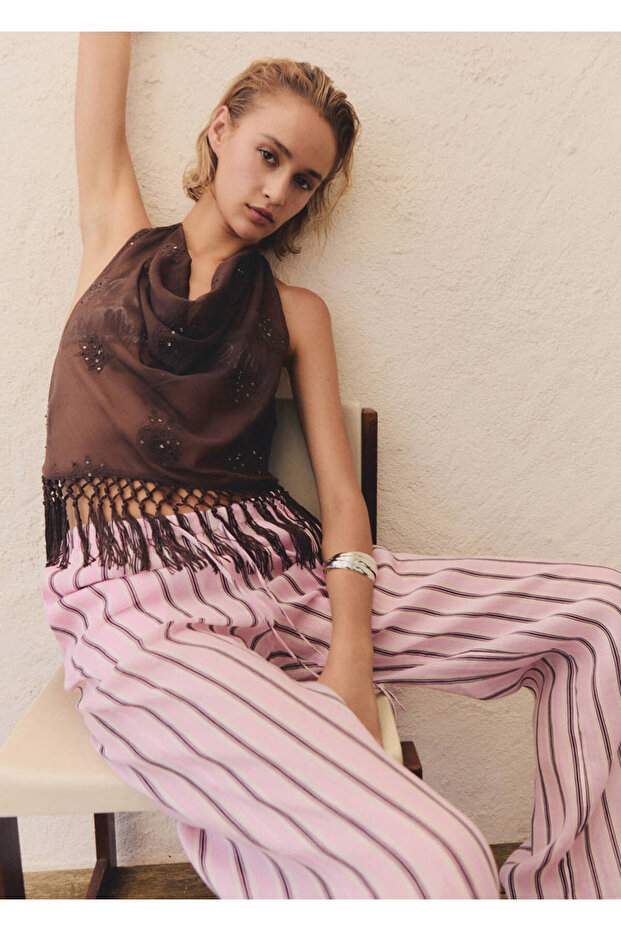 Striped Ramie Pants
