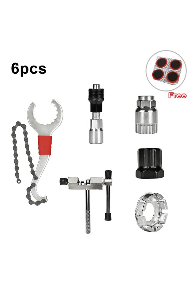 6pcs-1 Bike Tool Kit Professional Bike Repair Tools with Cassette Remover Wrench Chain Breaker Cycli