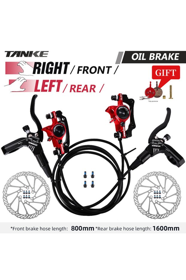 160MM-RED-RF-LR TANKE MTB Bike Hydraulic Disc Brake Oil Pressure Caliper Clamp Brake 160mm Front Rea