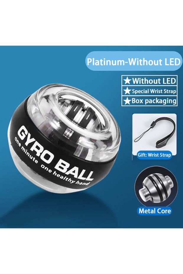 Platinum-No LED Wrist Power Hand Ball Auto-Start Grip Ball Strengthener Gyroscopic Arm Gyro Hand Bal