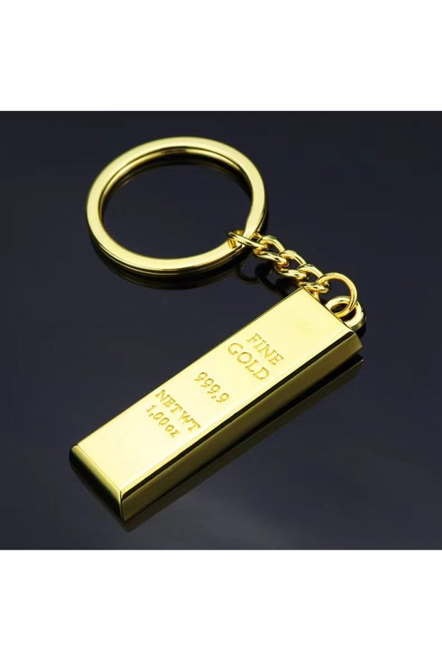 1 PC 4Pcs 999.9 Imitation Gold Bar Keychain Bullion Wealth Lucky Charm Metal Key Rings Car Bag Penda