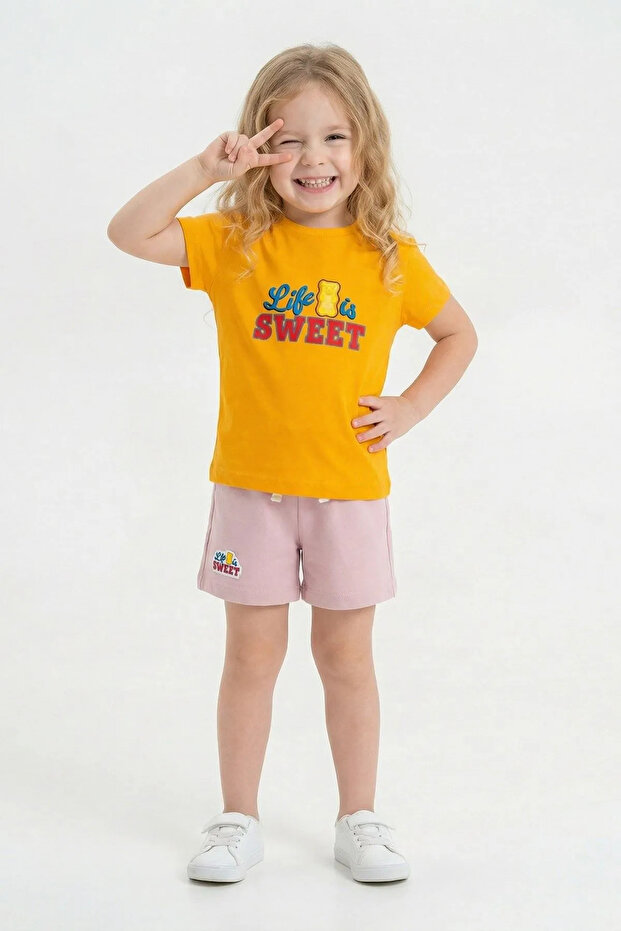 2-8 Years Licensed Girl's Suit-Yellow