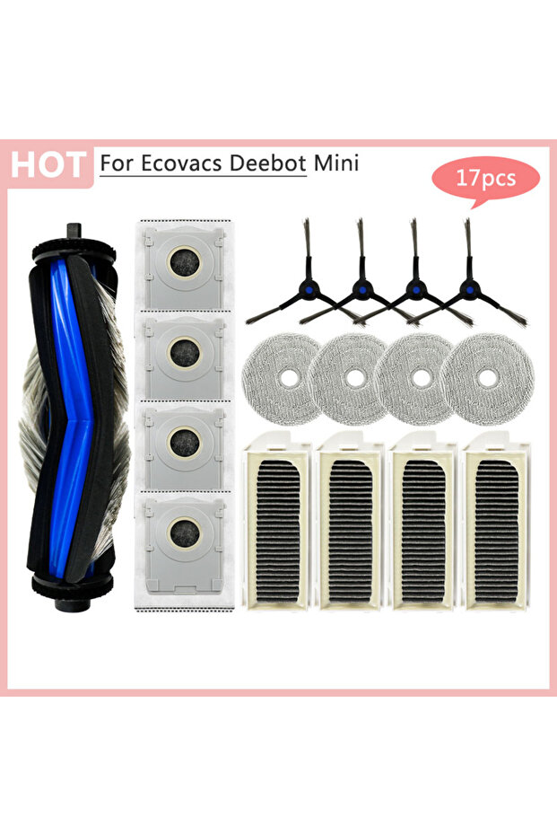 فرشاة جانبية رئيسية بديلة متوافقة مع آلة تنظيف الأرضيات Ecovacs Deebot Mini مع فلتر هيبا