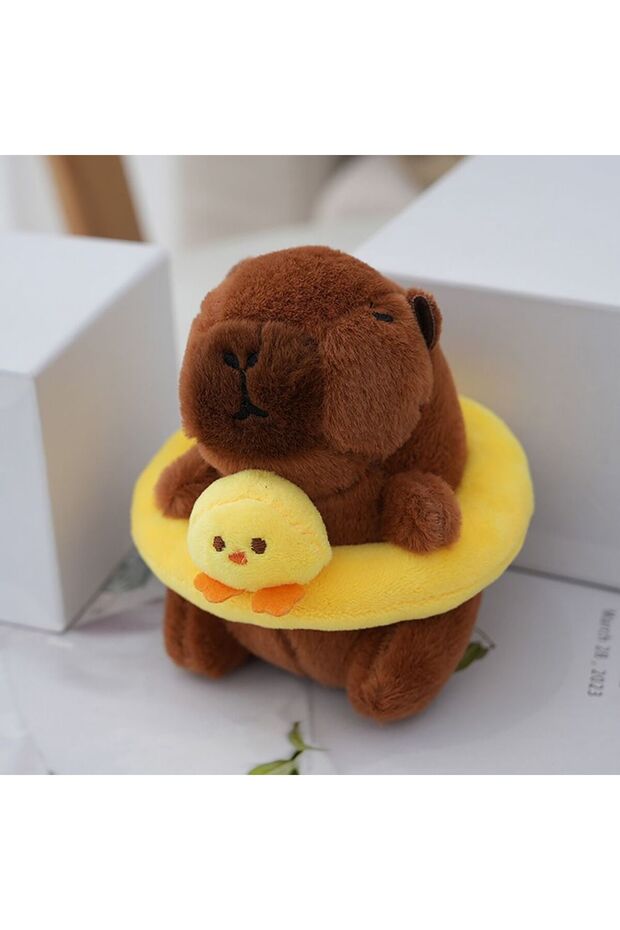 YELLOW Gift Swimming Ring Capybara Plush Capybara Keychain Stuffed Animals Cute Toy Capybara Bag Pen