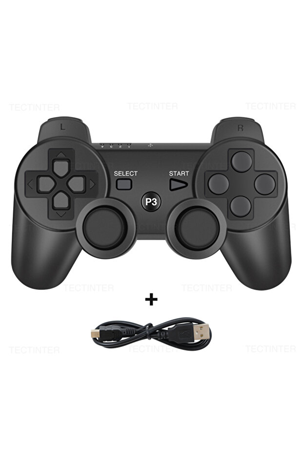 وحدة تحكم سوداء لـ PS3 تدعم البلوتوث، عصا تحكم لاسلكية لجهاز بلاي ستيشن 3.