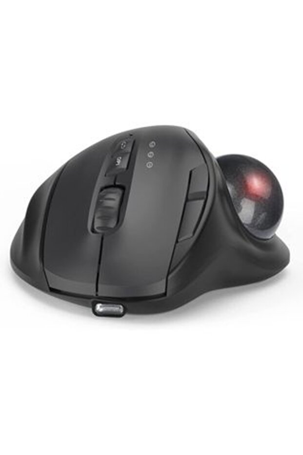 Gray Jomaa Black 2.4G + Bluetooth Wireless Trackball Mouse Rechargeable Rollerball Mice Ergonomic Mi