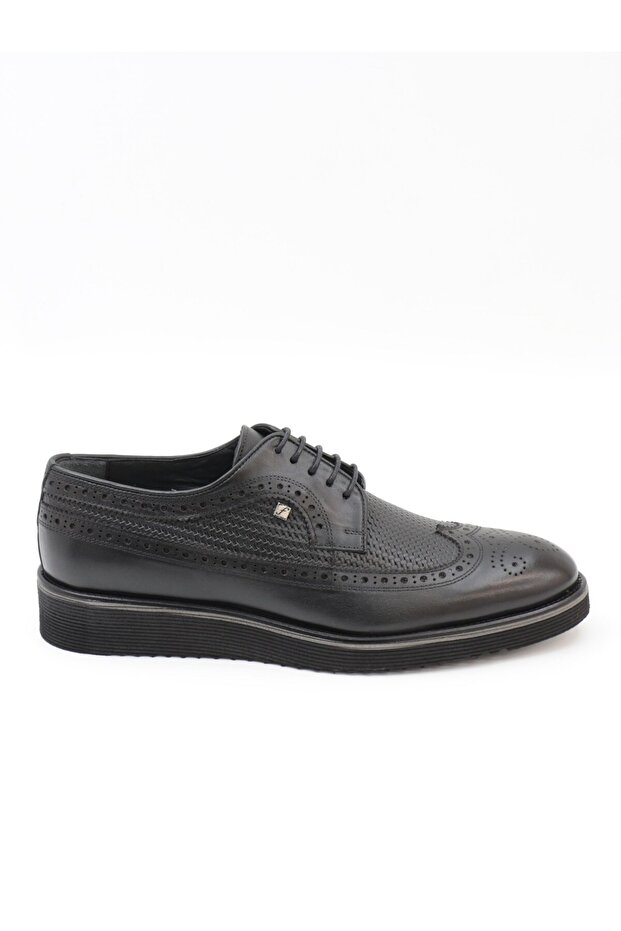 7061 Black Genuine Leather Eva Sole Lace-Up Men's Shoes