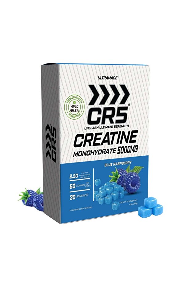 CR5 Creatine Gummies 5000mg - Creatine Monohydrate Gummies Blue Raspberry