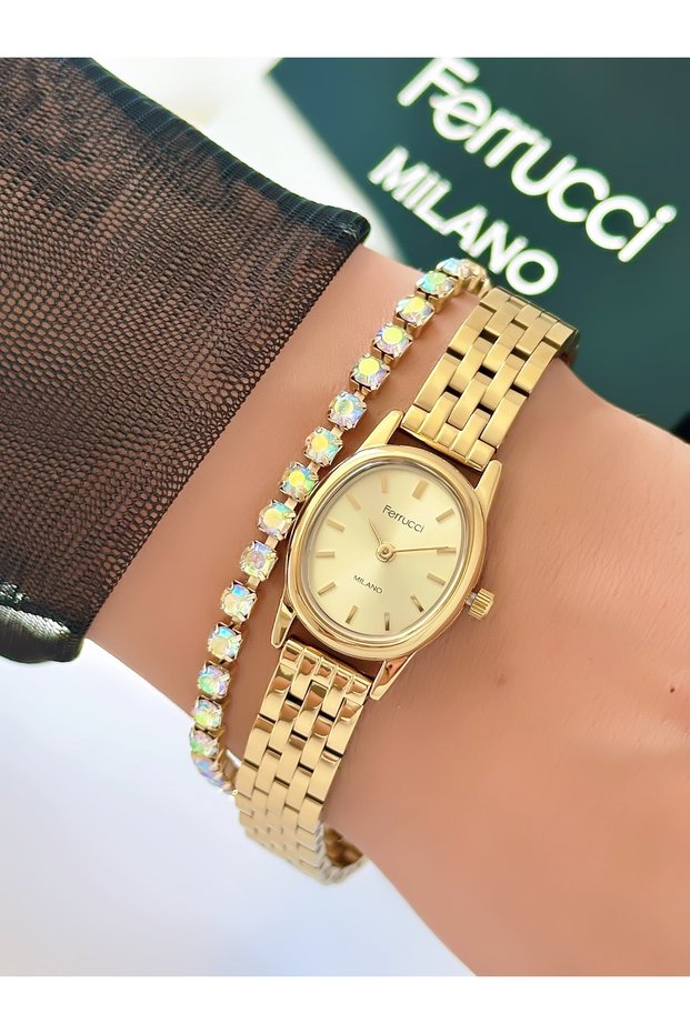 Steel Strap Minimal Case 2 Year Warranty Waterproof Women's Wristwatch + Bracelet Gift