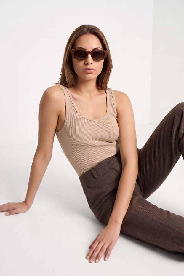 Ribbed Thick Strap Covered Bodysuit