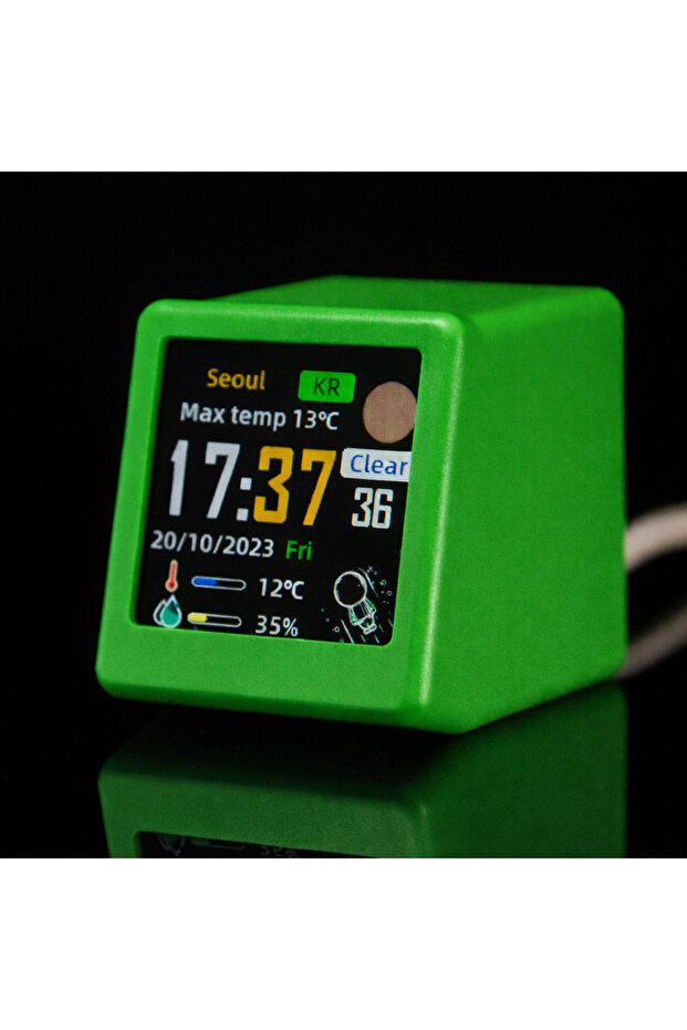 ultra-Green GeekMagic Super Cool Mini WiFi Desktop Weather Digital Clock Station with IPS LCD Screen