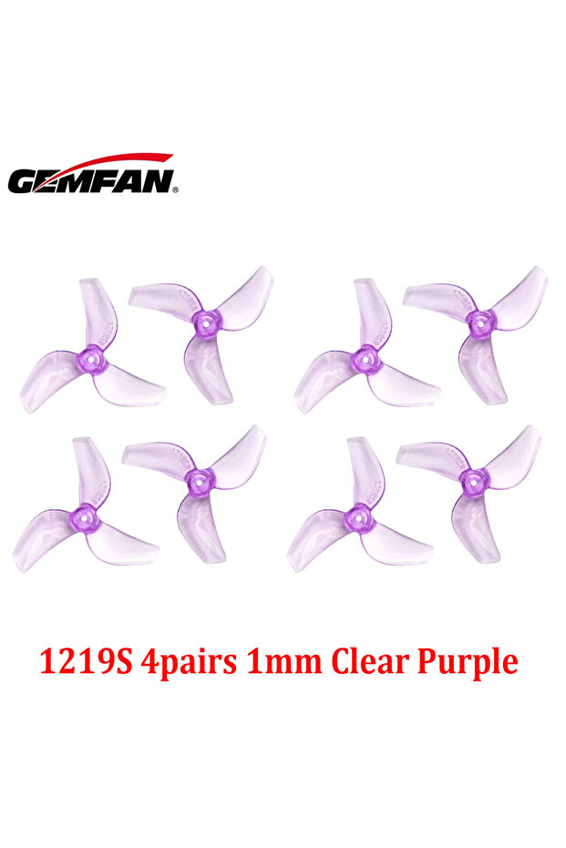 1mm Clear Purple 4Pairs Gemfan 1219S 31mm 3-Blade PC Propeller 1mm For Micro TinyWhoop FPV Racing Fr