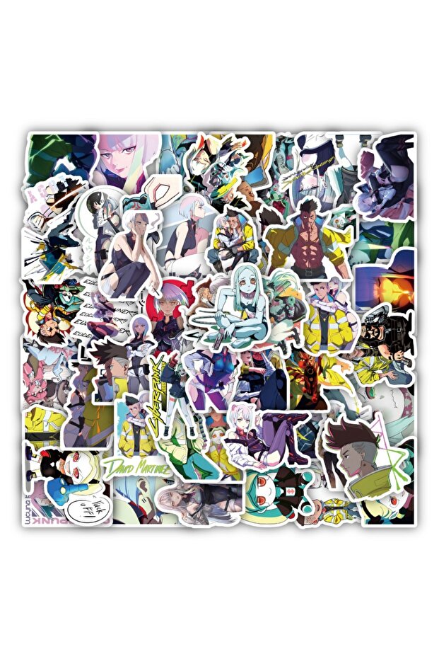 MULTICOLOR 60PCS Cartoon Cyberpunk: Edgerunners Stickers Set DIY Phone Case Laptop Guitar Computer T