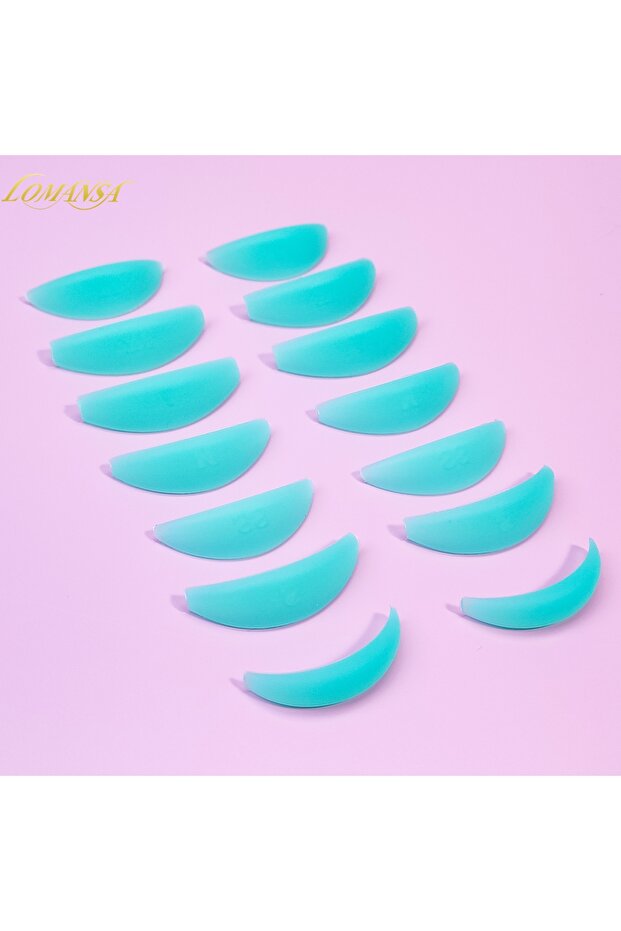 Green Lomansa 7 Pairs L Curl Silicone Eyelash Perm Pads Sticky Lashes Rod Shield Lifting 3D Eyelash