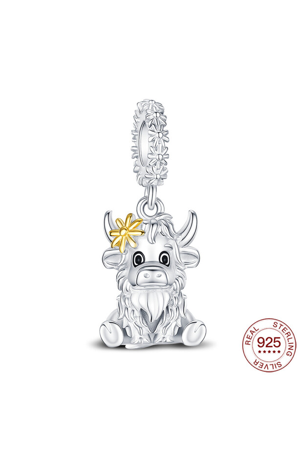 NBC0623 New 925 Sterling Silver Highland Cattle Pendant Bee Ladybug Chili Man Charm Jewelry Making F