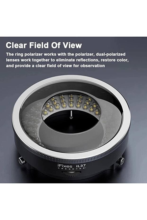 جهاز تحليل LED قابل للدوران 360 درجة من نوع IFixes IL37 Polarized Ring Light - مناسب للمجهر/فحص أشباه الموصلات...