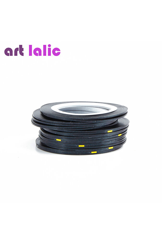 Black 10 Rolls 1mm Nail Art Striping Tapes Adhesive Liner Stickers for Nail Tips Decals Styling