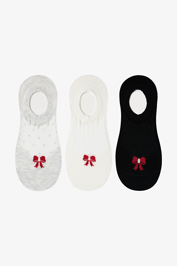 جوارب رياضية سوداء ورمادية من نوع Dotty Bowtie مكونة من 3 قطع