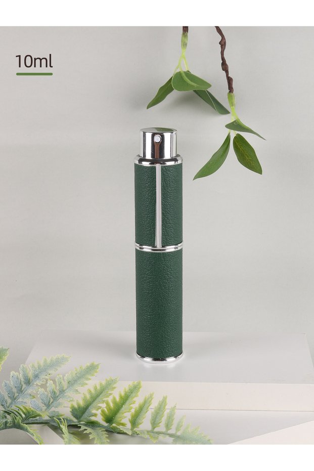 Leather 10ml green 10ml Rotary Leather Perfume Bottle, Empty Refillable Travel Container, Empty Colo