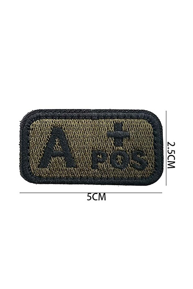 Green A POS 2.5*5CM,A B AB O POS/NEG Blood Type Badges Fabric Applique Embroidery Hook and Loop Patc