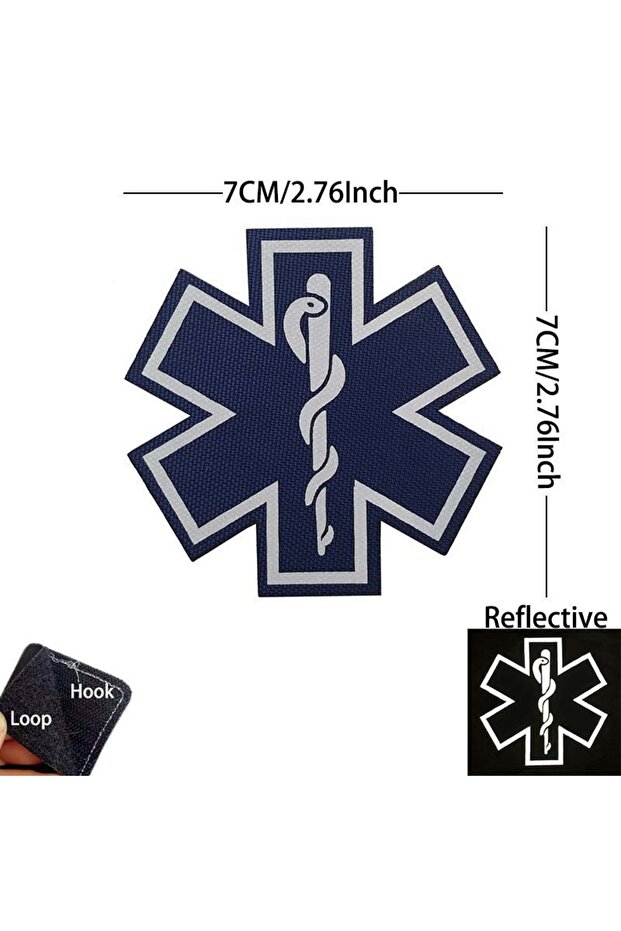 13-Snake Blue IR Reflective Emergency Rescue Life Star Medic Cross MED First Aid Morale Badge Tactic