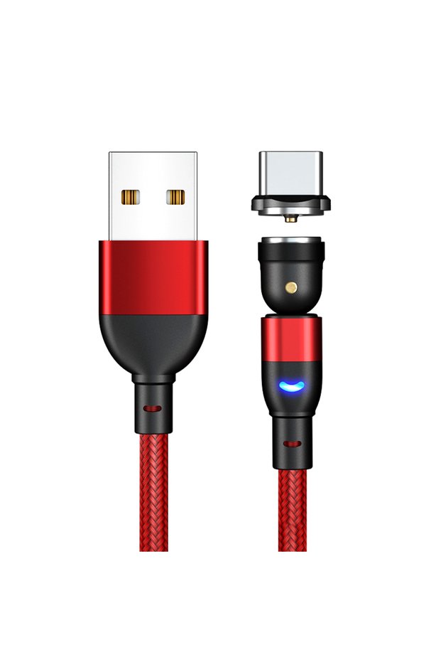 1m RED Type C 540 Degrees Rotating Magnetic Cable USB iPhone Type C Micro Phone Cable For IPhone13 1