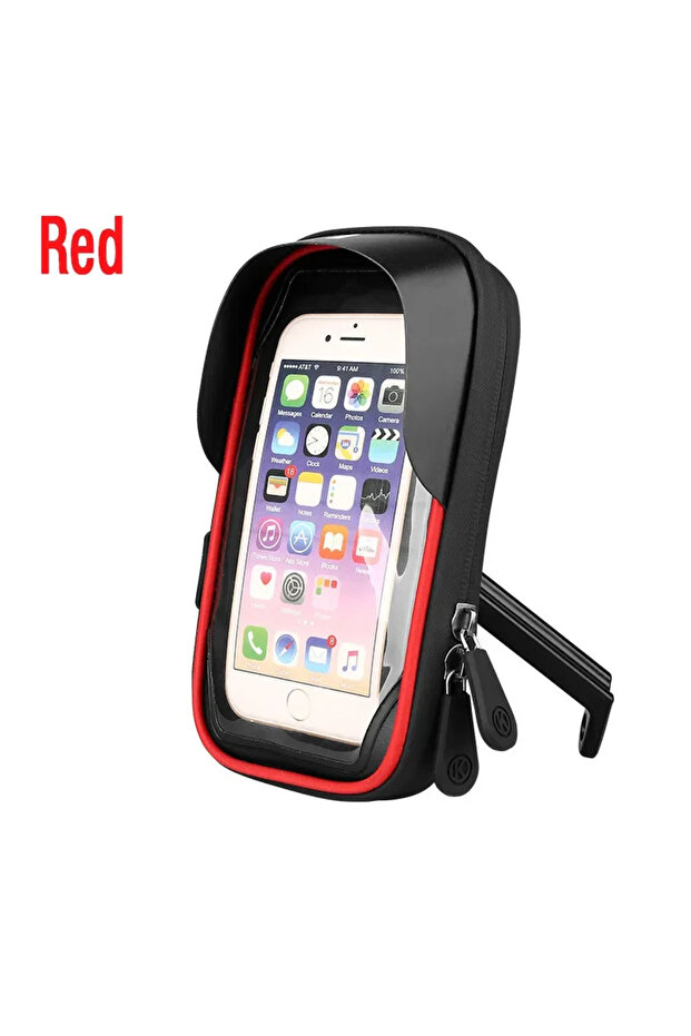 Motorcycle Red Waterproof 360° Rotation Bicycle Motorcycle Front Frame Phone Holder Easy Uni
