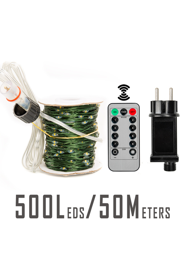 Warm White EU Plug 50 Meters 500 LEDs 10-200m LED String Lights Waterproof Fairy Garland with Remote